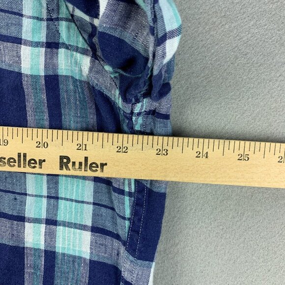 Brooks Brothers Irish Linen Shirt Mens Large Blue Plaid Regent Button‎ Down - Picture 10 of 15